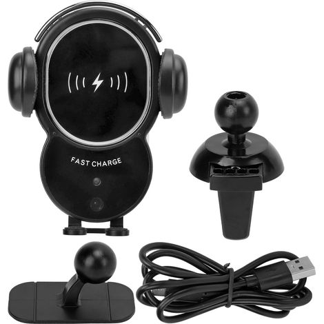 Support Téléphone Voiture - Chargeur Sans Fil Qi 15 W - Support Ventilateur Auto à Serrage Automatique - Pour Smartphones - 1 Pièce (1/5)