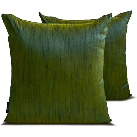 Fundas de cojín decorativas HomeCentric, turquesa y amarillo, 45 x 45 cm, paquete de 2, rayón liso y bicolor, adecuadas para sala de estar y dormitorio - turquesa y amarillo.