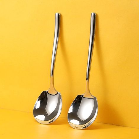 Elegante set di 2 grandi cucchiai da portata in acciaio inox con manici lunghi per vari piatti: cucchiai per verdure, cucchiai per patate, acciaio inox 316 (1/5)