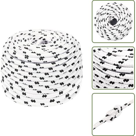 Corde de bateau tressé Blanc 6 mmx100 m Polyester - Corde Marine - Corde Polyester - Corde Tressée - Ligne De Gréement - Écoute Principale (1/5)