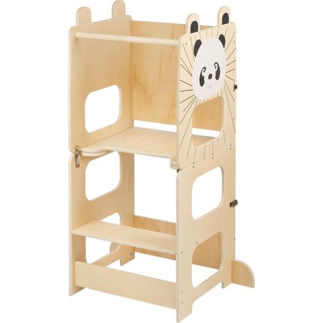 – Table et chaise transformables pour enfants – Tour d'apprentissage 2-en-1 en bois massif – Tableau noir – Sécurité renforcée 50kg (1/5)