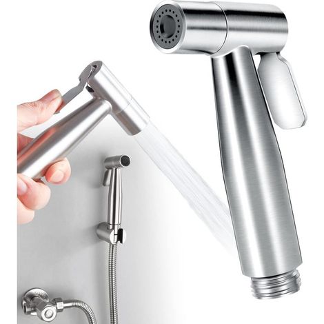 Douchette toilette en acier inoxydable 304 – Pression d'eau réglable – Installation sans outil – Pour nettoyage efficace et lavage d'animaux (1/5)