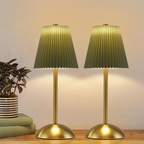 GBLY Nachttischlampe 2er Set Kabellos LED Akku Touch Dimmbar USB Aufladbar Stoff Modern Für Wohnzimmer Schlafzimmer Esstisch (1/5)