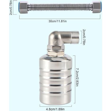 Vanne à flotteur automatique en acier inoxydable 304 – Régulateur de niveau d'eau pour réservoirs – Haute résistance aux chocs – Économie d'eau (1/3)