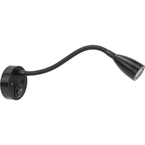 Lampe de chevet LED 360° orientable flexible pour camping-car, bateau, camion, voiture, 12V-24V, noire (1/5)