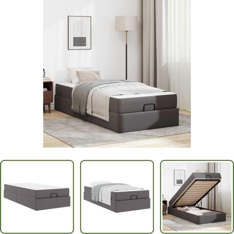 vidaXL Estructura de cama con colchón Otro 2 uds. Gris PVC (1/5)