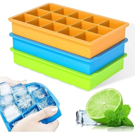 Bacs à glaçons, lot de 3 bacs à glaçons en silicone, moules à glaçons souples et faciles à démouler (15 glaçons) (1/5)