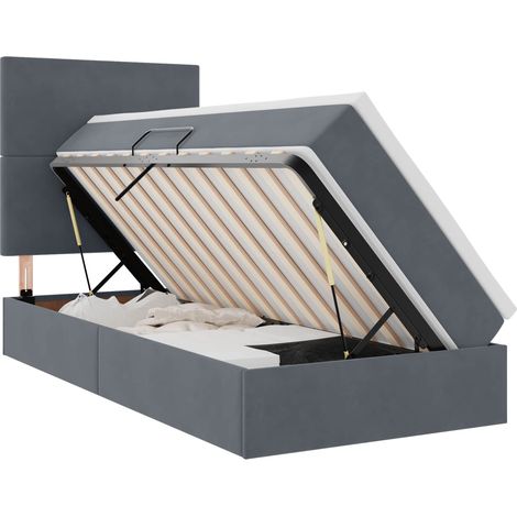 Maison Exclusive - Letto con contenitore LED e materasso Grigio Scuro 100 x 200 cm