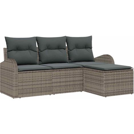 Maison Exclusive - Set Divano da Giardino Grigio polyrattan