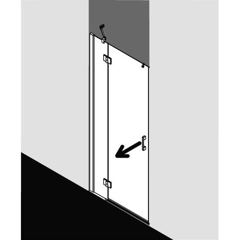 Kermi LIGA porte battante SFR 900 x 2000mm argent ultra brillant verre trempé transparent Clean (1/3)