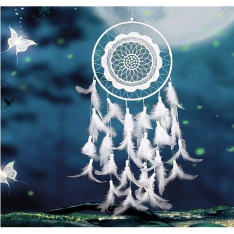 Attrape-rêves Pendentif attrape-rêves fait main pour décoration de voiture spatiale (blanc) (1/2)