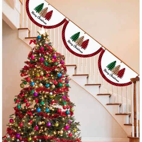 Drapeaux de Noël en forme d'éventail - Décorations de Noël - Drapeaux d'extérieur à suspendre - Ornements de Noël - Décorations de porte de Noël - Rideaux de porte imprimés - Rideaux de porte à motifs (1/5)