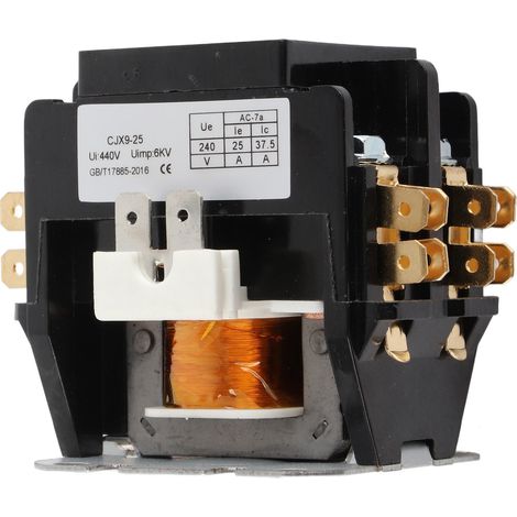 Contacteur CA CJX9 25 2P, contacts en alliage d'argent, boîtier en PP ignifugé, 25 A, pour climatiseur, 240 V (1/5)
