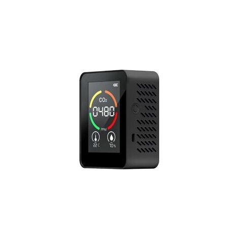 3-in-1 CO2 Gas Detector, Temperature and Humidity Analyzer, Detector Measuring Range 400-5000 PPM, Smart Air Tester with Display, Black (1/5)