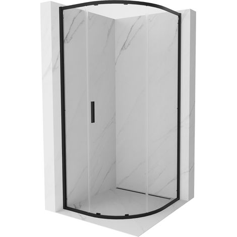 Mexen Exo cabine de douche semi-circulaire coulissante 80 x 80 cm, transparent, noir - 8131-080-080-70-00 (1/5)