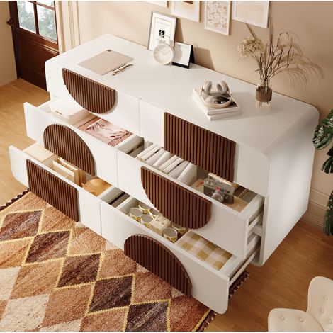Cómoda de 6 cajones blanca de MDF y madera HAVRYA (1/5)