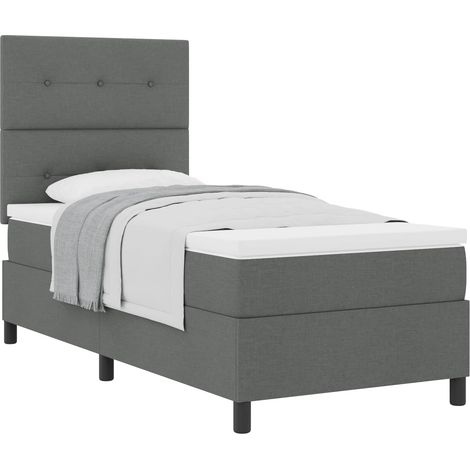 Maison Exclusive - Lit à ressorts avec matelas Gris foncé 80 x 200 cm tissu