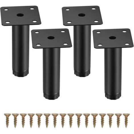 4 Pièces Pieds de Meuble, 10 cm/4 Pouces Pieds de Meubles Réglables, Pieds de Support en Fixation en Métal pour (1/4)