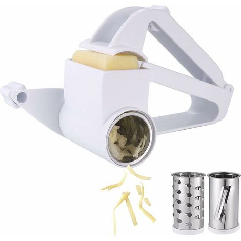 Rappe a Fromage Manuelle Rotative, Rapeuse Legume avec 3 Types de Lames, Râpe à Légumes Fruits, Rap Legumes Manuel pour Cuisine, Rape Légumes Rotative en Acier Inox pour Fromage Fruits Légumes (1/5)