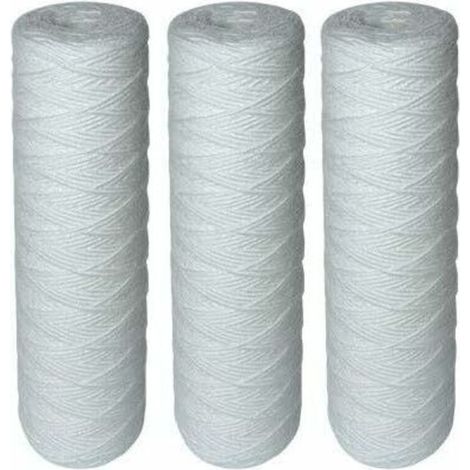 Confezione da 3 cartucce filtranti avvolte per filtri dell'acqua – Filtrano sedimenti fino a 25 micron – Dimensioni standard universali da 10" – Durata: 1 anno (1/4)