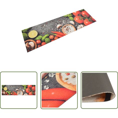 The Living Store Küchenteppich Waschbar Gemüse 45x150 cm Samt - Küchenläufer - Samt - PVC - Anti-Rutsch - Waschecht (1/5)