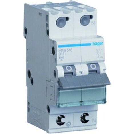 Hager LS-SCHALTER 1P+N 16A-B6KA 2PLE (MBS516 QUICK CONNECT)