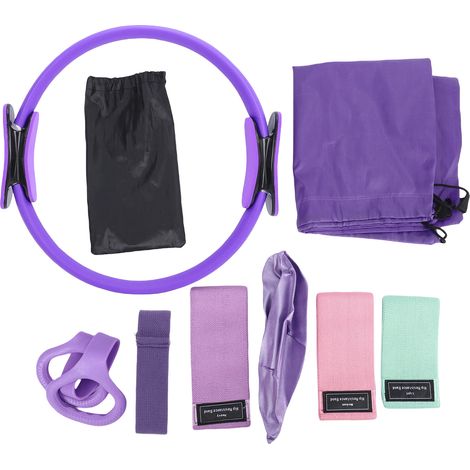 Ensemble Pilates cercles et bandes d'étirement de balle pour femmes voyage à domicile Fitness violet (1/5)