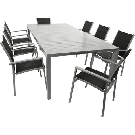 Garnitur BAGO XL 9-teilig, Alu + Kunstgewebe schwarz