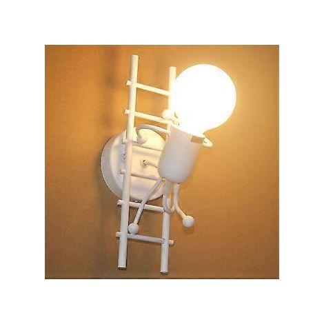 Moderne LED-Wandleuchte für den Innenbereich, E27 Vintage-Metallleuchte für Schlafzimmer, Kinderzimmer, Flur, Restaurant, Treppenhaus (Weiß)