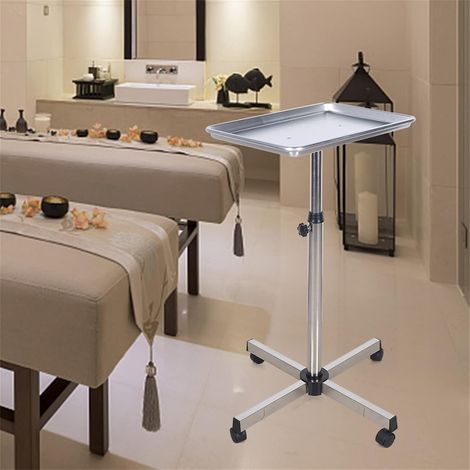 Friseurwagen Tattoo-Tablett-Salonwagen Rollendes Salon-Tablett Salon Rollwagen Höhenverstellbarer Salon Trolley mit Rädern Salonwagen für SPA, Barbershop, Klinik, Silber