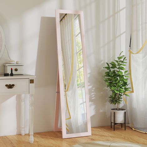 Espejo de Cuerpo Entero 157x37 cm con Marco de MDF Espejo de Pie Inclinado o Colgante Rosa Perla Claro (1/5)