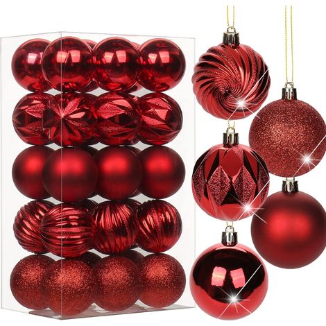 Lot de 30 boules de Noël de 6 cm en plastique avec crochet de suspension - Décoration de sapin de Noël en plastique pour mariage, fêtes, anniversaires, Noël, Halloween, décoration de la maison (1/5)