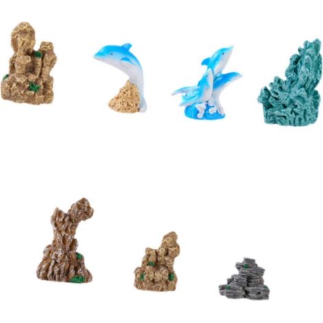 Lot de 7 décorations pour aquarium, rocaille en résine, pour jardin, pelouse - FFY (1/4)