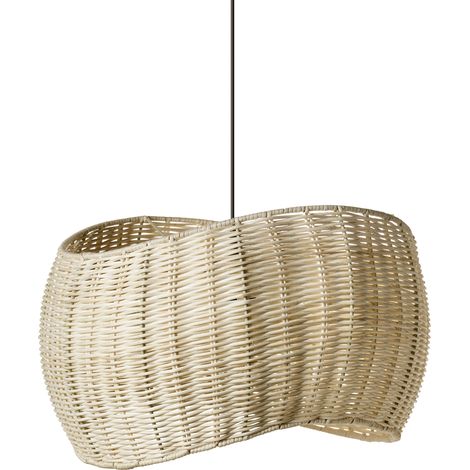 Lámpara colgante pantalla de ratán estructura de hierro estilo boho iluminación natural Coamo