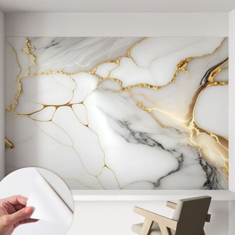Papier peint autocollant avec imprimé pour cuisine facile à appliquer pour mur a motif Élégance marbrée 152x104 cm (1/5)