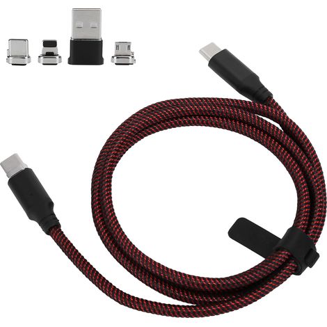 100-W-PD-Magnetladekabel (1,2 m) – Kompatibel mit USB-C, Micro-USB und Lightning – 4-in-1-Schnellladefunktion (1/5)
