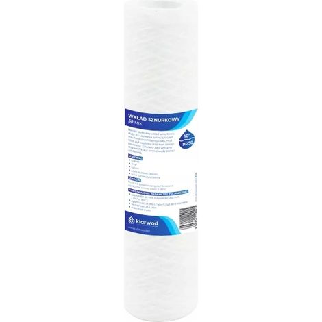 Cartuccia filtrante per acqua da 10 pollici (25,4 cm) con filtrazione da 50 micron, rimuove sedimenti e ruggine PP10-50 (1/2)