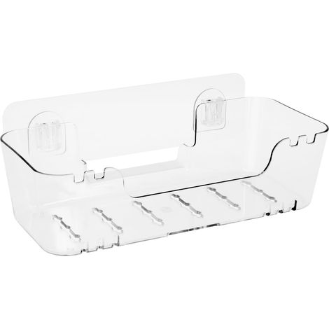 Organiseur de rangement pour jouets de bain, support de jouets de bain transparent avec trous de drainage, en plastique durable, pour salle de bain, séchage rapide, égouttoir (1/5)