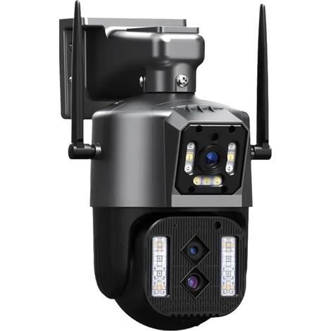 Caméra de sécurité à Domicile Caméra IP 12mp 6K PTZ extérieure, Trois objectifs, Double écran, Zoom 10X, Suivi Automatique, étanche, Protection de sécurité CCTV 4K(6K 12MP Add 128G) (1/5)