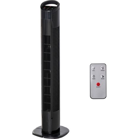 Ventilateur Torre 50W Mando a Distancia 3 Vitesses Temporisateur Oscillant 70° Ø20x78.5 cm Noir