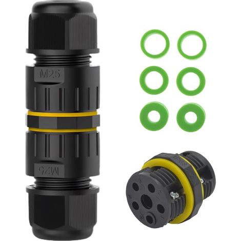 Connecteur Câblage Étanche IP68 5 Broches pour Extérieur, Diamètre de Câble 5-14 mm (Max 24A, 450V), 2 Voies 10-14 mm (1/5)