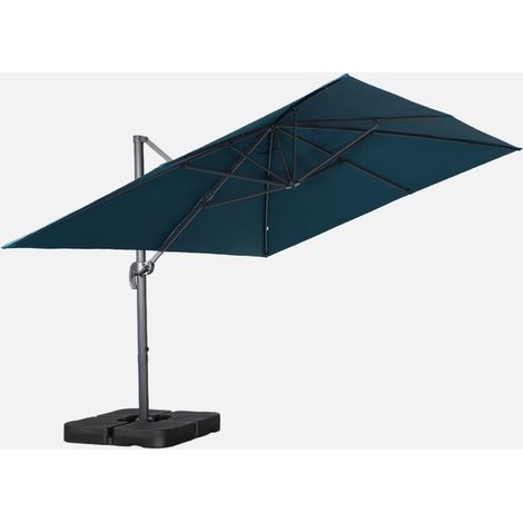 Ombrellone rettangolare eccentrico, 3x4m + piastre di zavorra 50x50cm