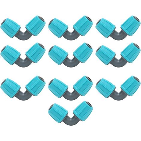 Lot de 10 raccords barbes verrouillables 16mm, coudes 90° PE, pour tuyau arrosage, irrigation goutte à goutte agricole (1/5)