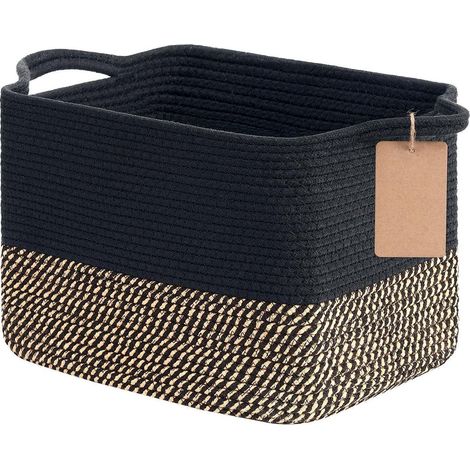 Geflochtener Aufbewahrungskorb Jute Baumwolle mit Griffen 34x28x24cm Schwarz (1/5)