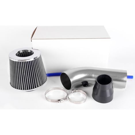 Car air intake kit with 76mm/3inch mushroom-shaped air filter and high flow rate - Silver (1/4)