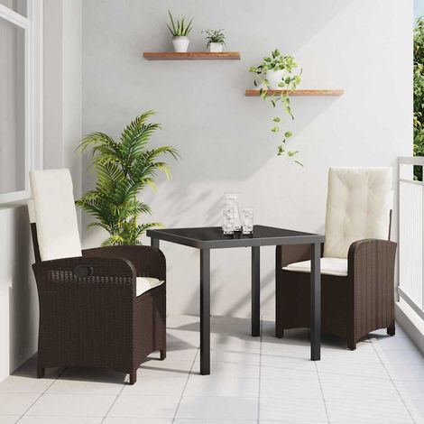 Ensemble de salle à manger pour jardin 3 pcs-Salon de jardin Marron polyrotin 846623 (1/5)