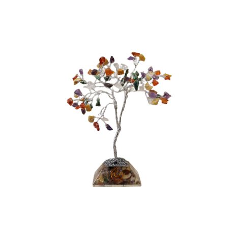 Arbre à pierres précieuses avec base en organite. 80 pierres. multicolore- Vendu par 1 (1/2)