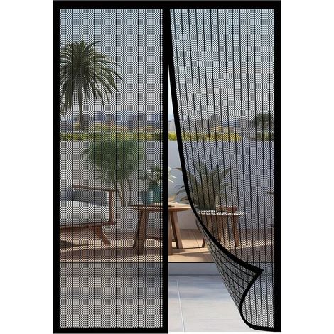 Moustiquaire magnétique de luxe 90 x 210 cm - Fibre de verre haute qualité - Noir (1/5)