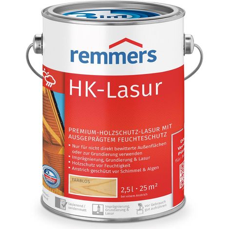 Remmers HK-Lasur 3in1 farblos, 2,5 Liter, Holzlasur aussen, 3facher Holzschutz mit Imprägnierung + Grundierung + Lasur, Feuchtigkeit- und UV-Schutz (1/6)