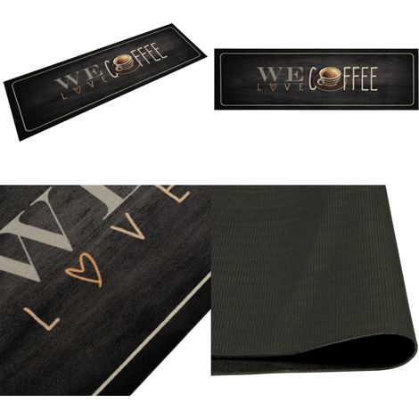 Küchenteppich Waschbar Kaffee 45x150 cm Samt - Küchenläufer - Samt - Kaffeefarbe - Rutschfest - Maschinenwäsche - Home & Living